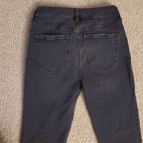 Free People Great Heights Stone Washed Black Frayed Distressed Skinny Jeans- 26 - Picture 7 of 9